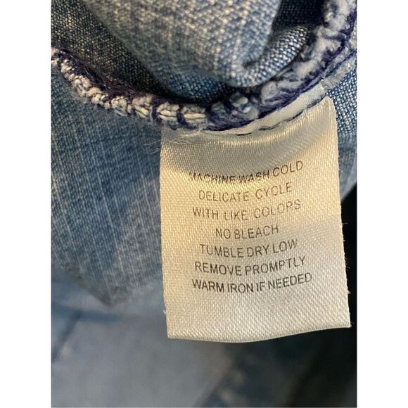 Roper Western Biker Blue Denim Fringed Vest Women’s Size XL - Picture 6 of 10